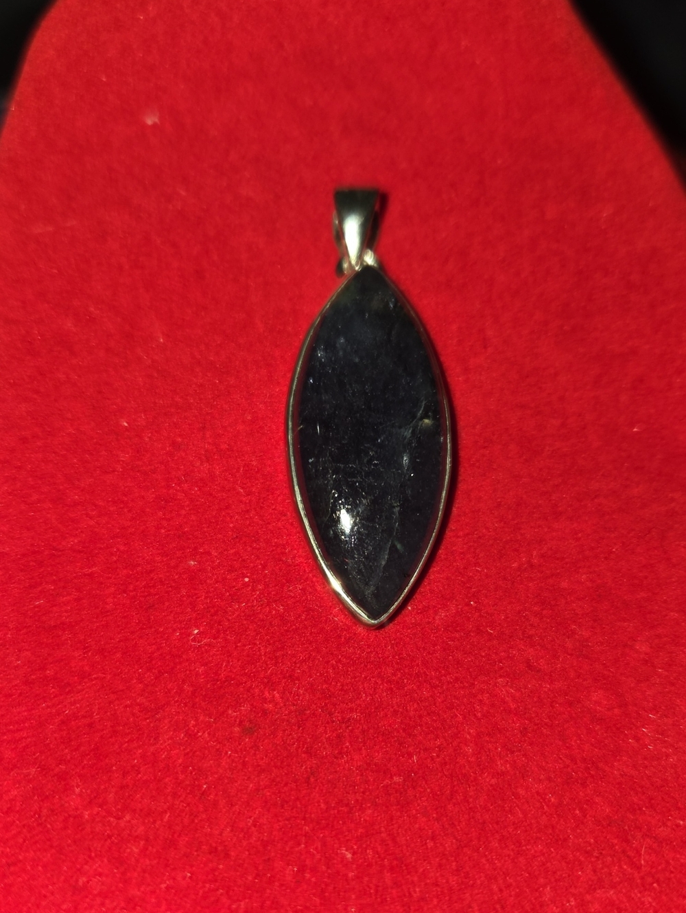 Sterling Silver Black Sandstone In Iolite Marquise Pendant -